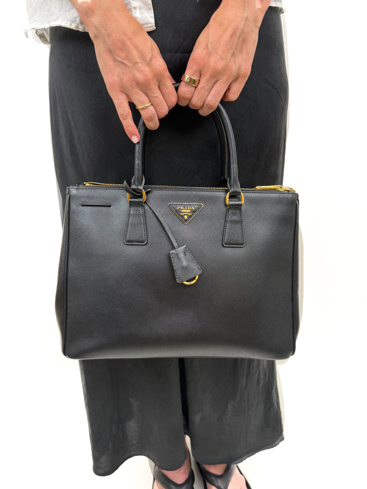 Prada Galleria Black Saffiano Large Leather Two Way Tote (retail $5,500)