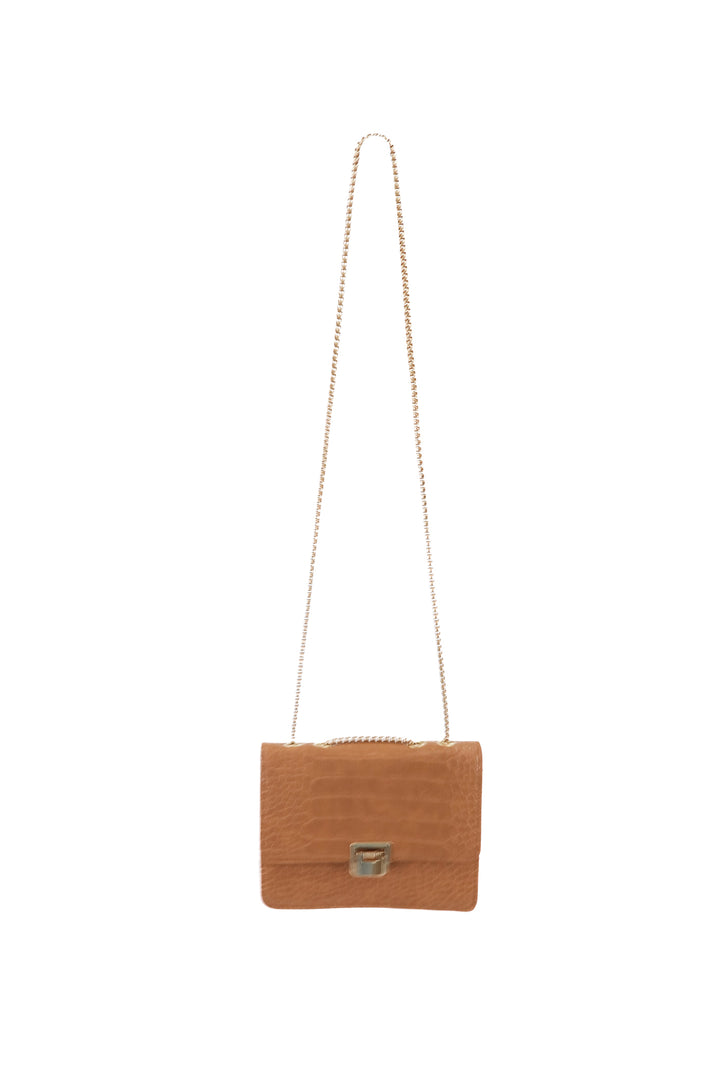 tan with gold chain crossbody