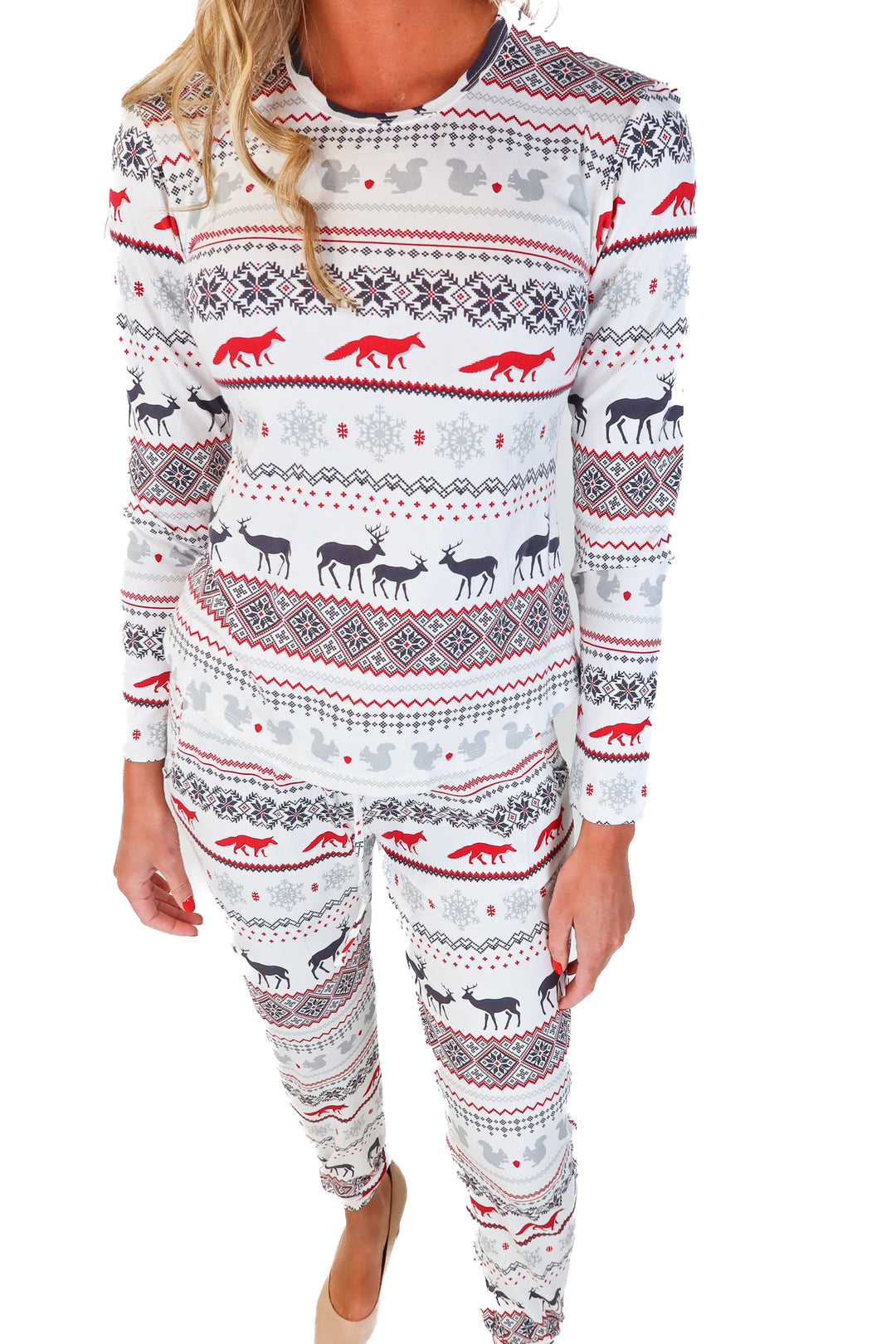 Bed Head White/Red/Grey Fair Isle Animal Pajama Set NWT (S; Retail $128)