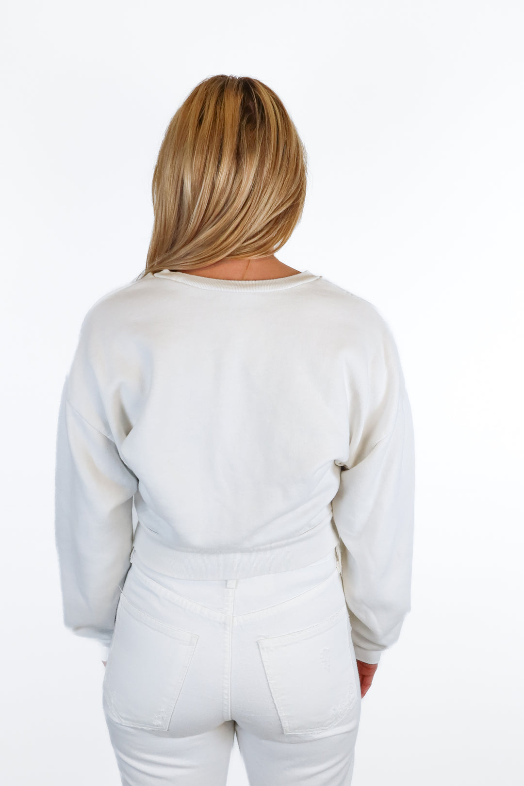 reformation white cropped crewneck (xs; retail $78)