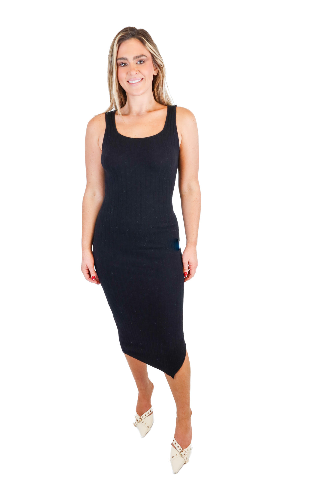 allsaints black ribbed knit maxi dress (s)