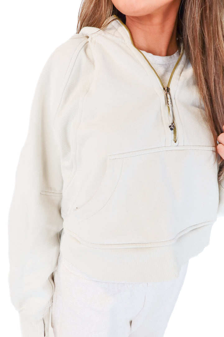 lululemon bone cropped quarter zip (xs/s)