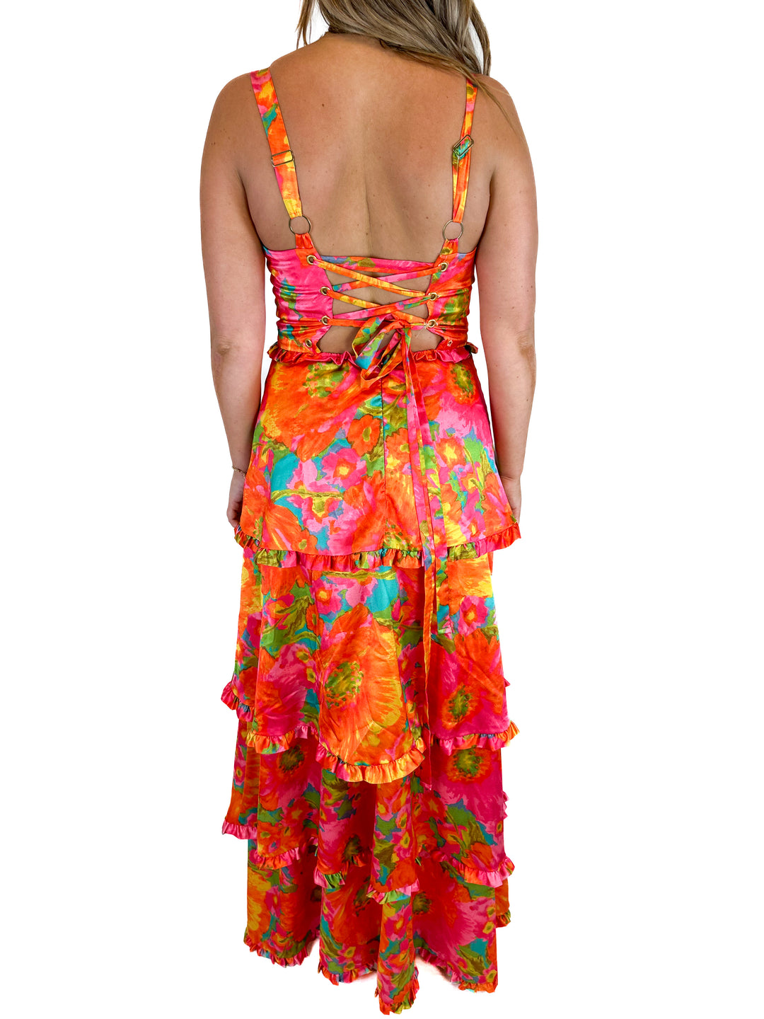 Show Me Your Mumu Red and Pink Floral Maxi Dress (L)