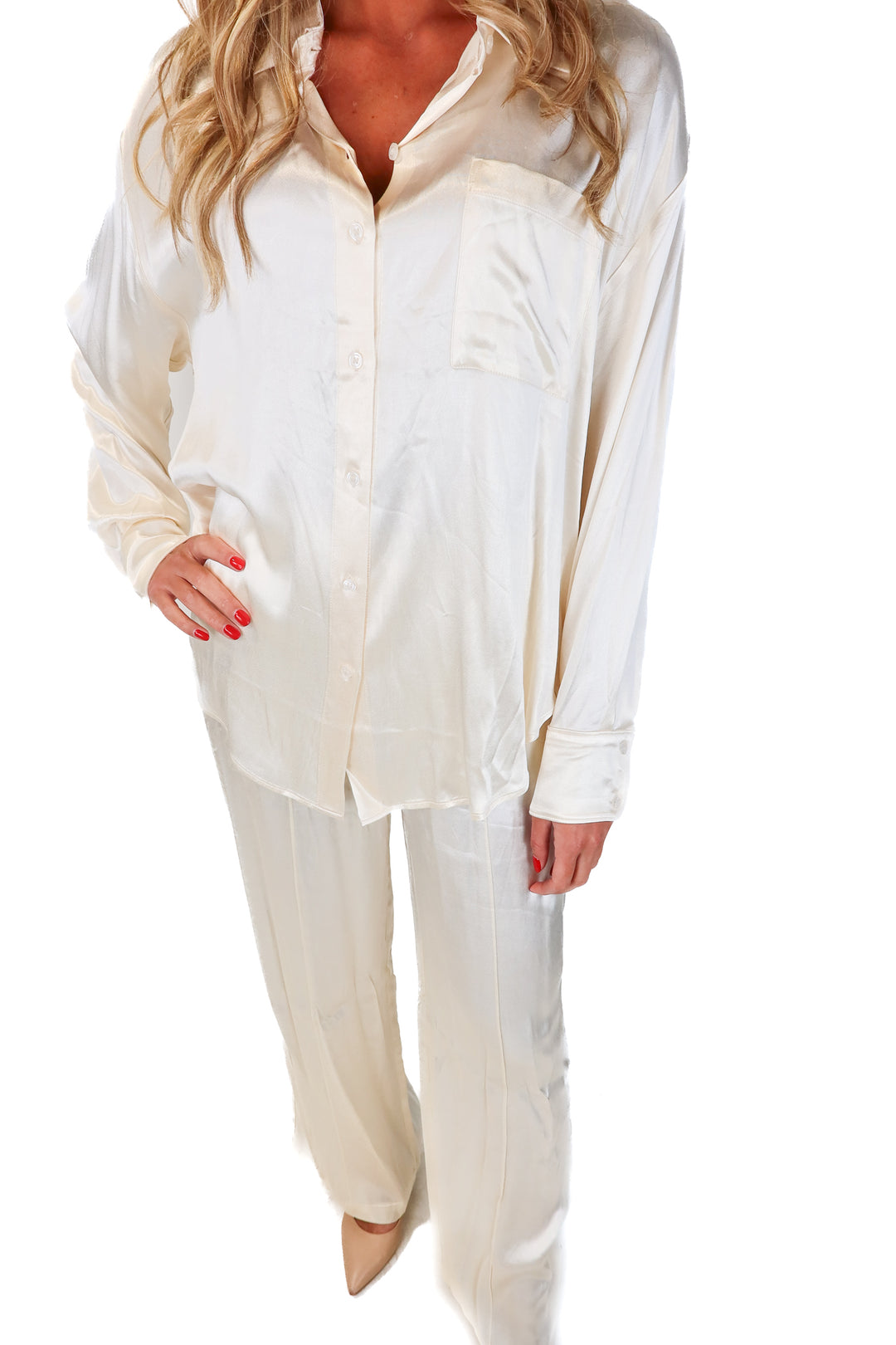 wayf ivory silk set NWT (M)