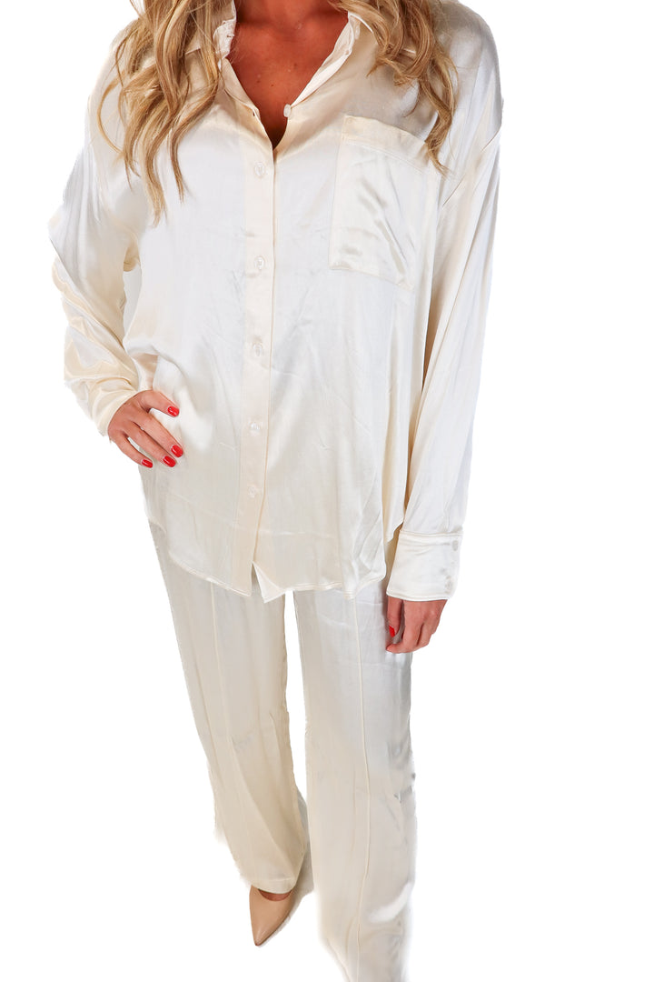 wayf ivory silk set NWT (M)