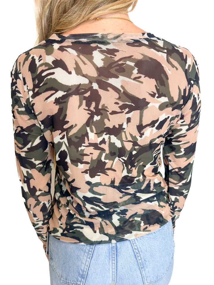 Strut This Mesh Camo Top (S)