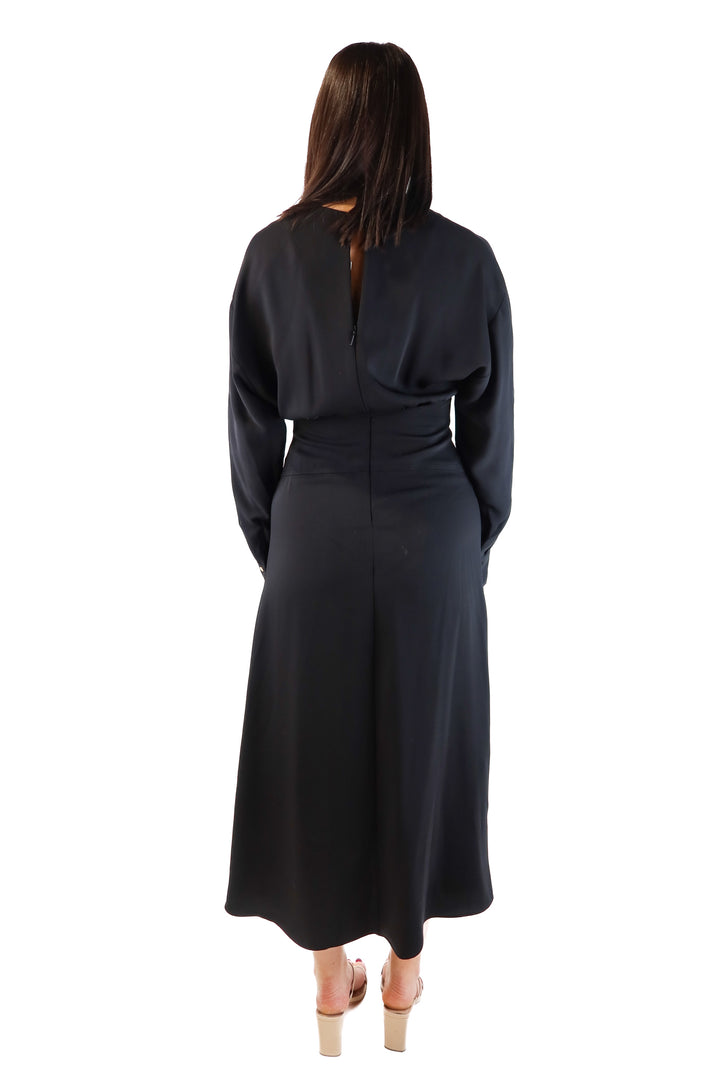 MNG black deep v maxi dress NWT (4)