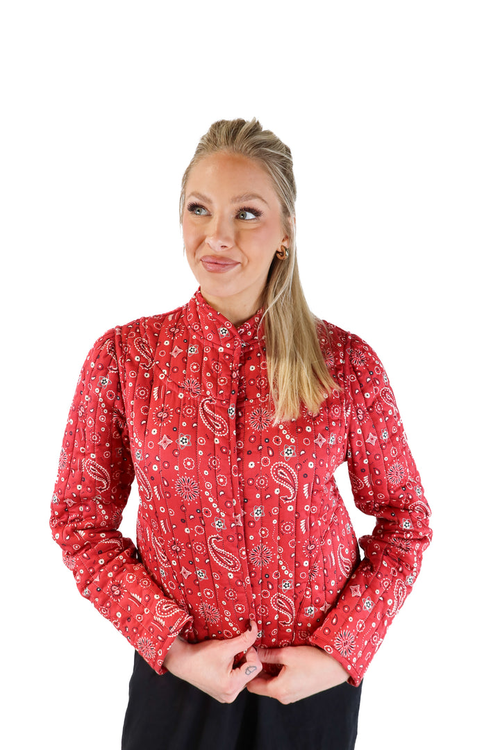 Xirena Red Patterned Jacket (S; retail $425)