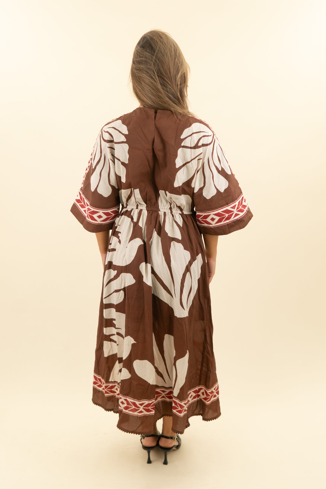 avara brown and multicolored patterned dress nwt (xs; retail $124)