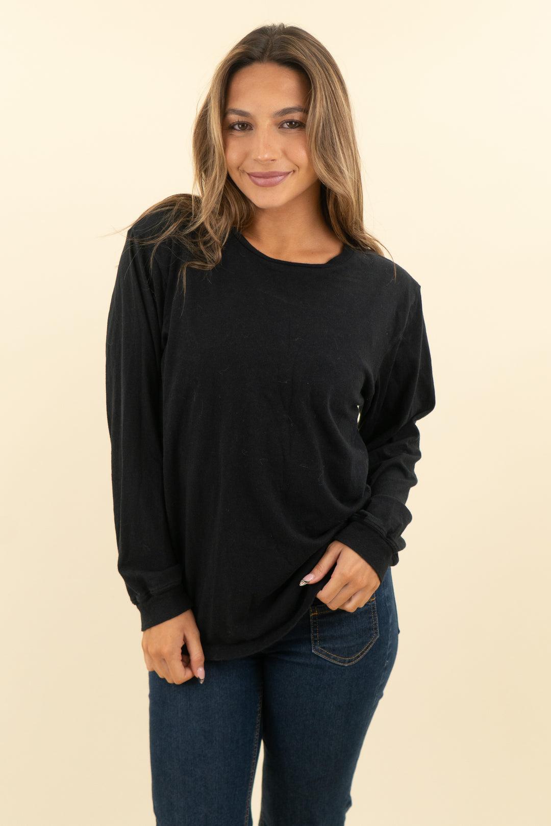 mother black long sleeve top (s; retail $100)