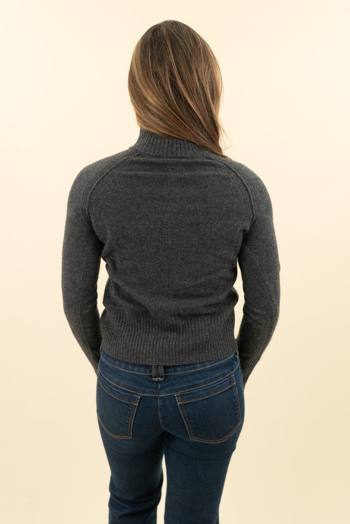 anthropologie dark gray knitted sweater nwt (s; retail $188)