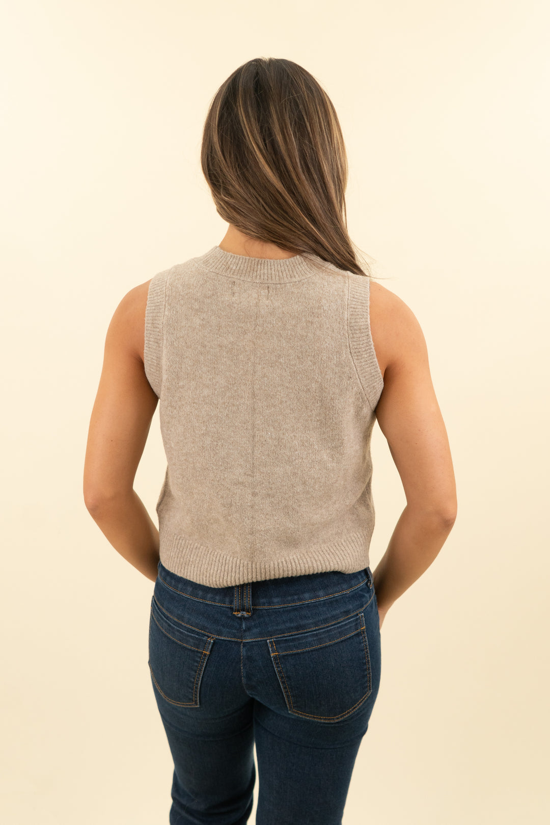 universal thread tan knitted vest (s; retail $25)