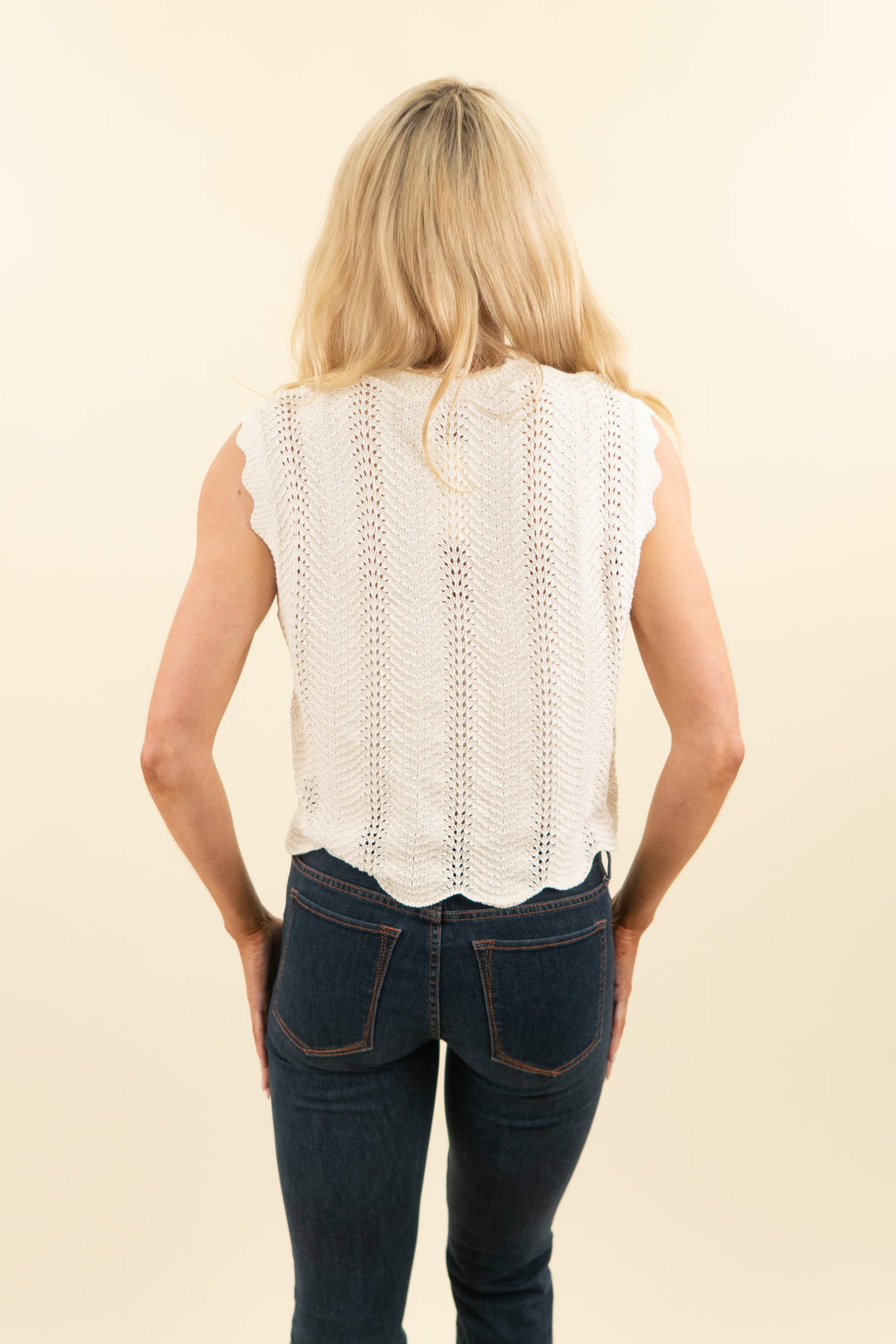 madewell cream knitted button down top (m; retail $98)