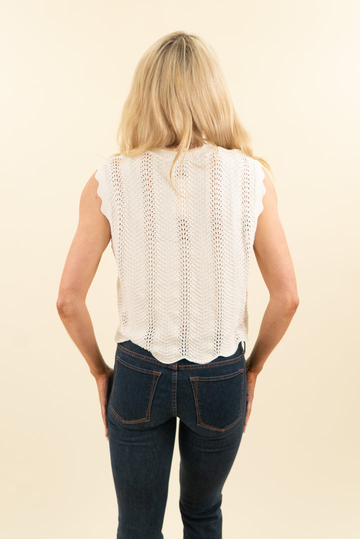 madewell cream knitted button down top (m; retail $98)
