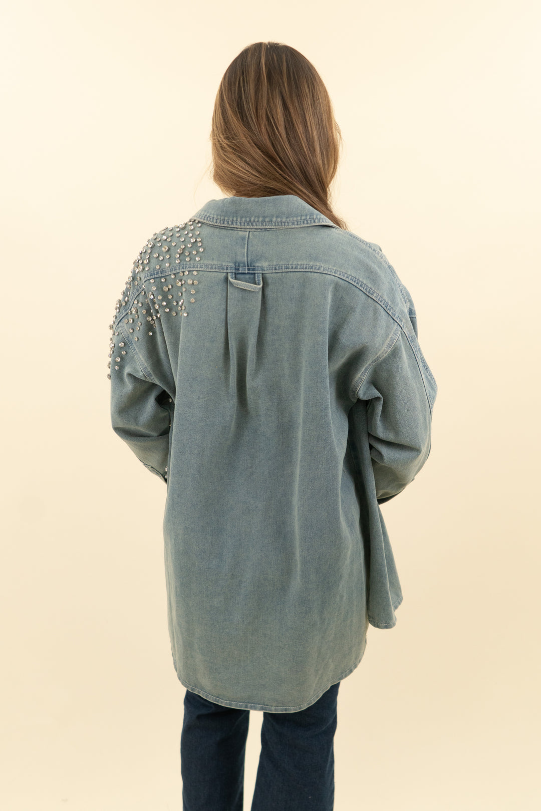 lucky brand denim and rhinestone jacket (s; retail $120)