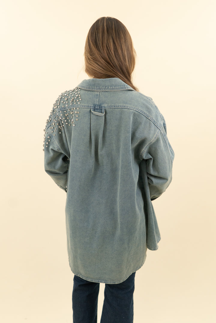 lucky brand denim and rhinestone jacket (s; retail $120)