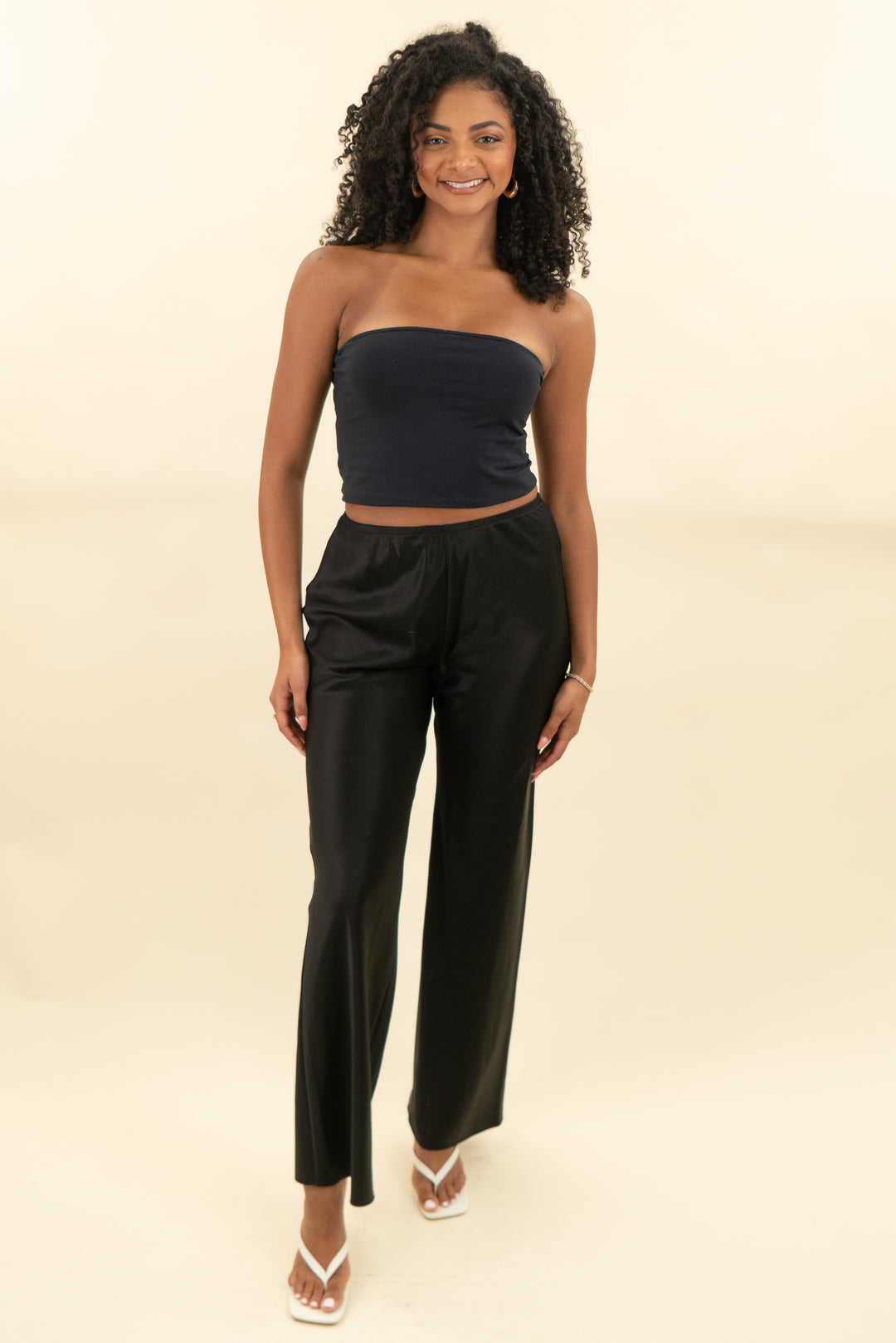 reformation black silk wide leg pants (s; retail $178)