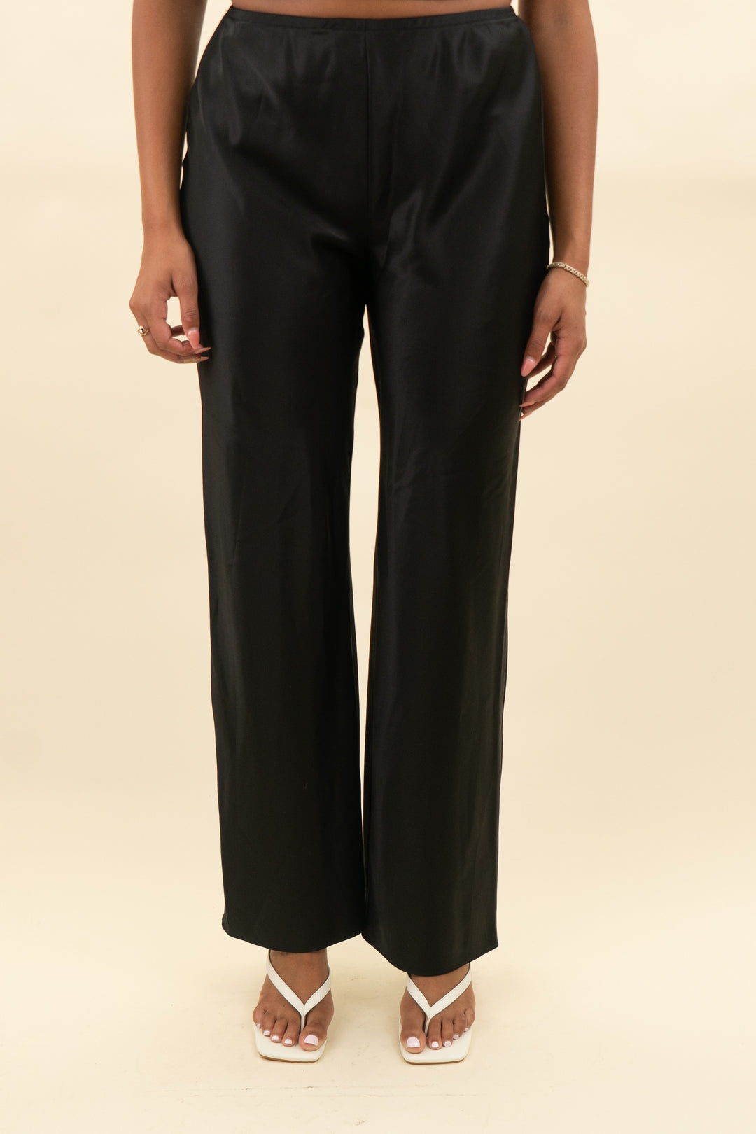 reformation black silk wide leg pants (s; retail $178)