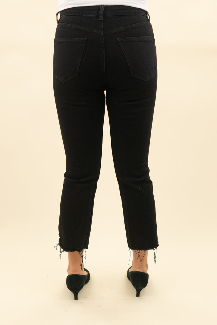 zara black denim jeans (6; retail $69)