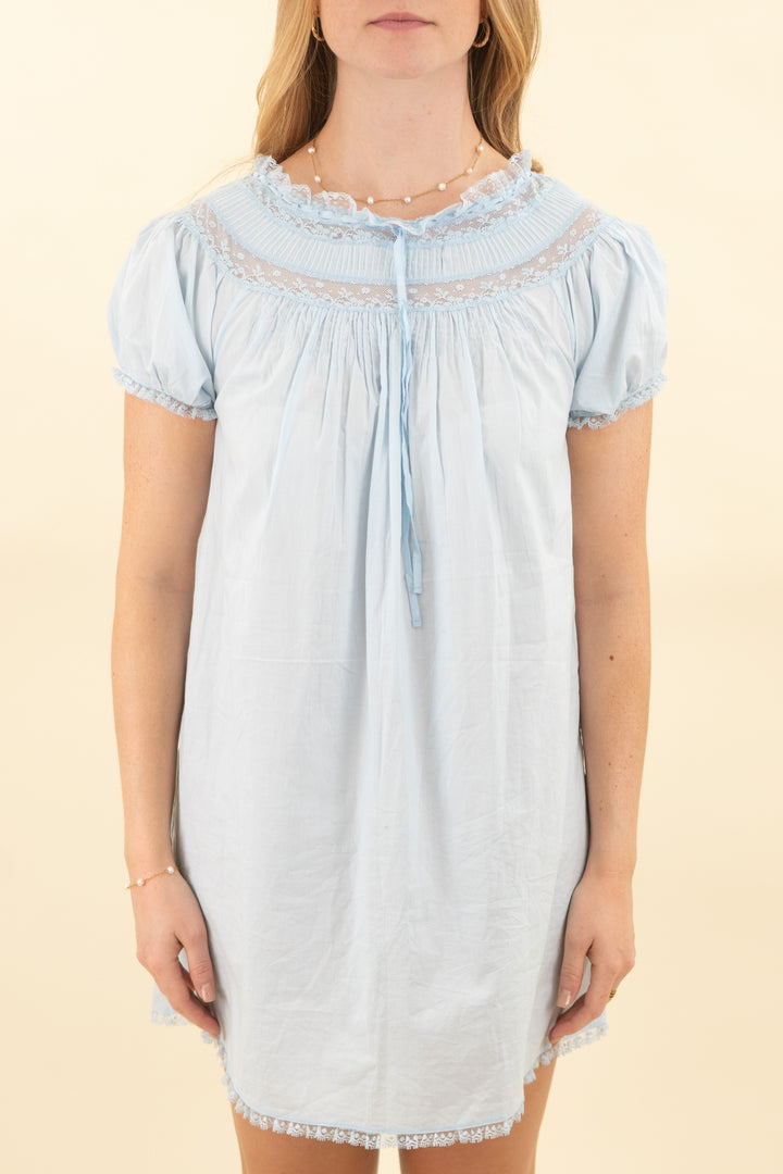 dôen light blue and lace babydoll dress (s; retail $298)