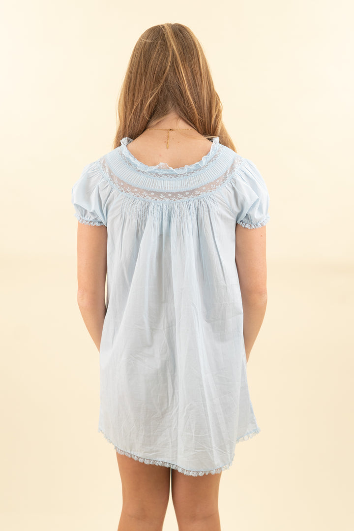 dôen light blue and lace babydoll dress (s; retail $298)