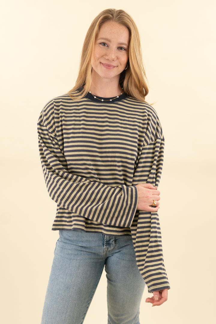 lioness yellow and navy striped long sleeve (m; retail $69)