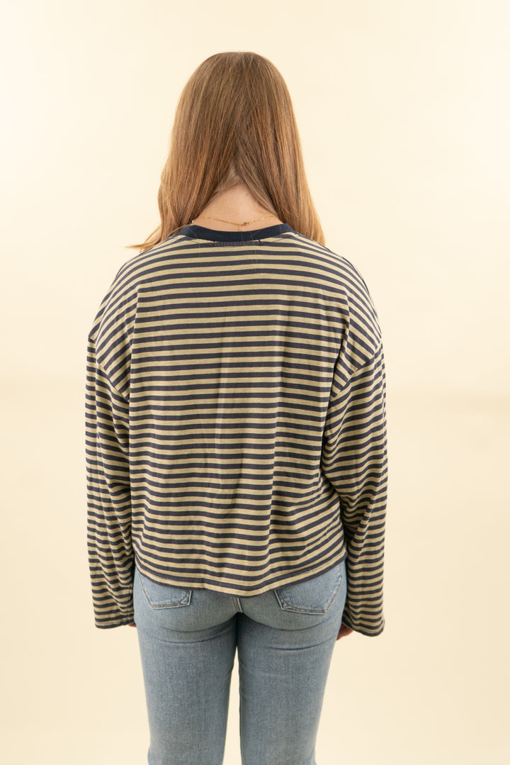 lioness yellow and navy striped long sleeve (m; retail $69)