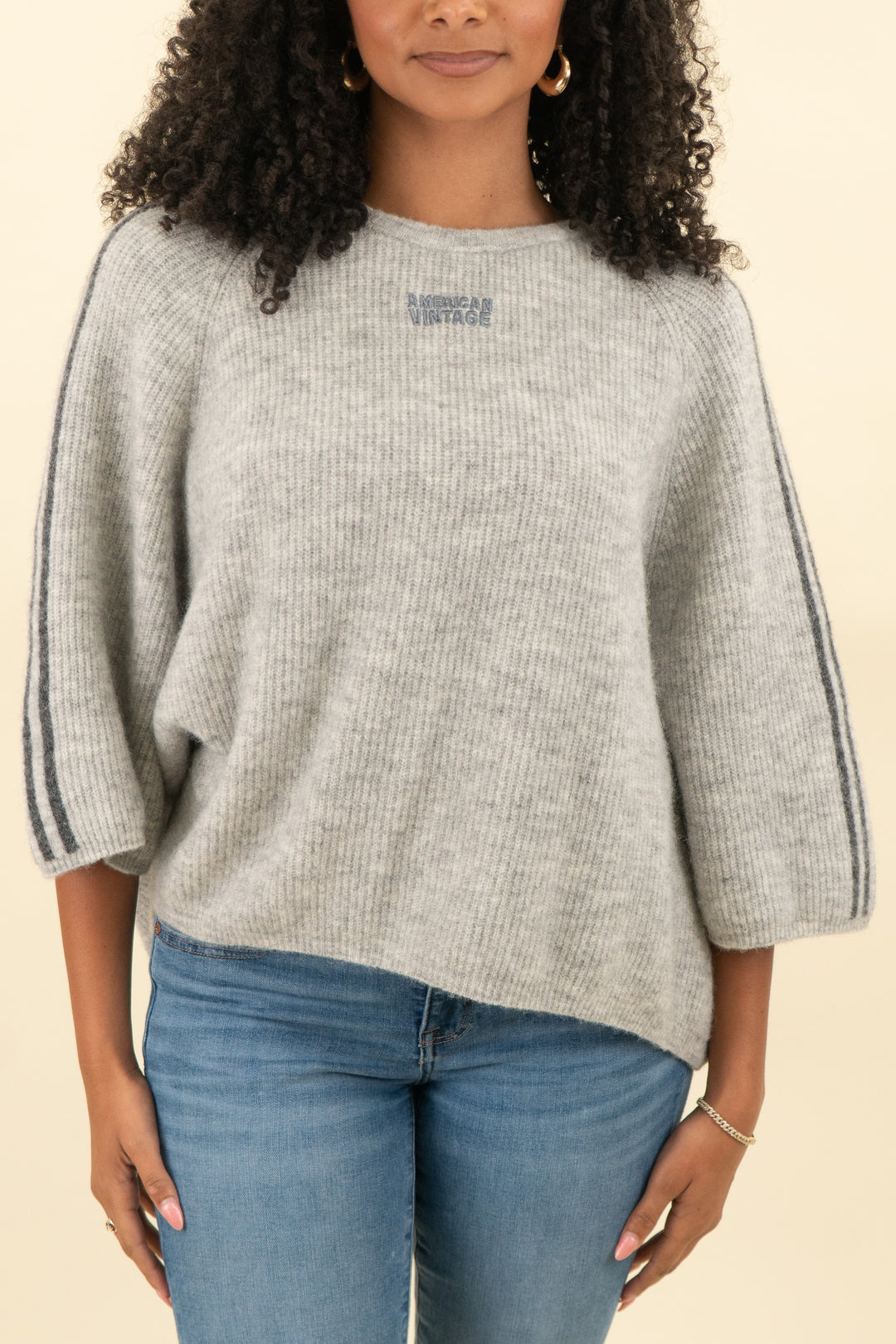 american vintage light and dark gray sweater (m; retail $195)