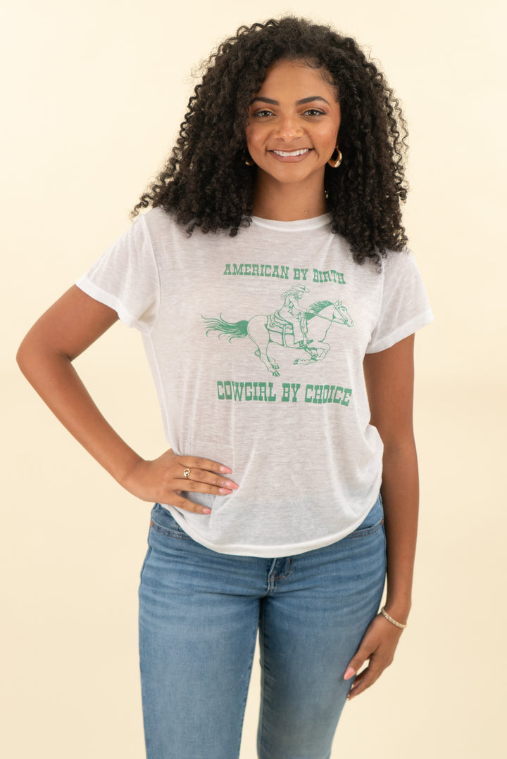re/done white and green cowboy graphic tshirt (m; retail $160)