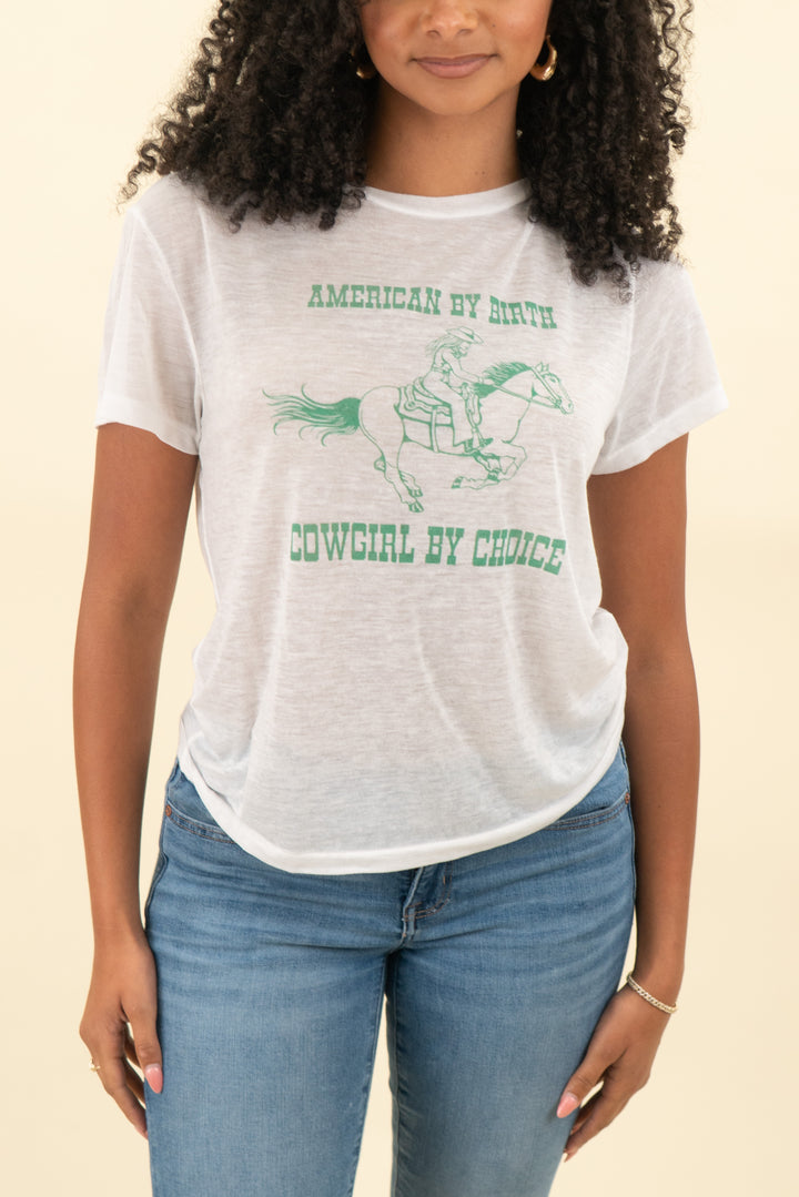 re/done white and green cowboy graphic tshirt (m; retail $160)