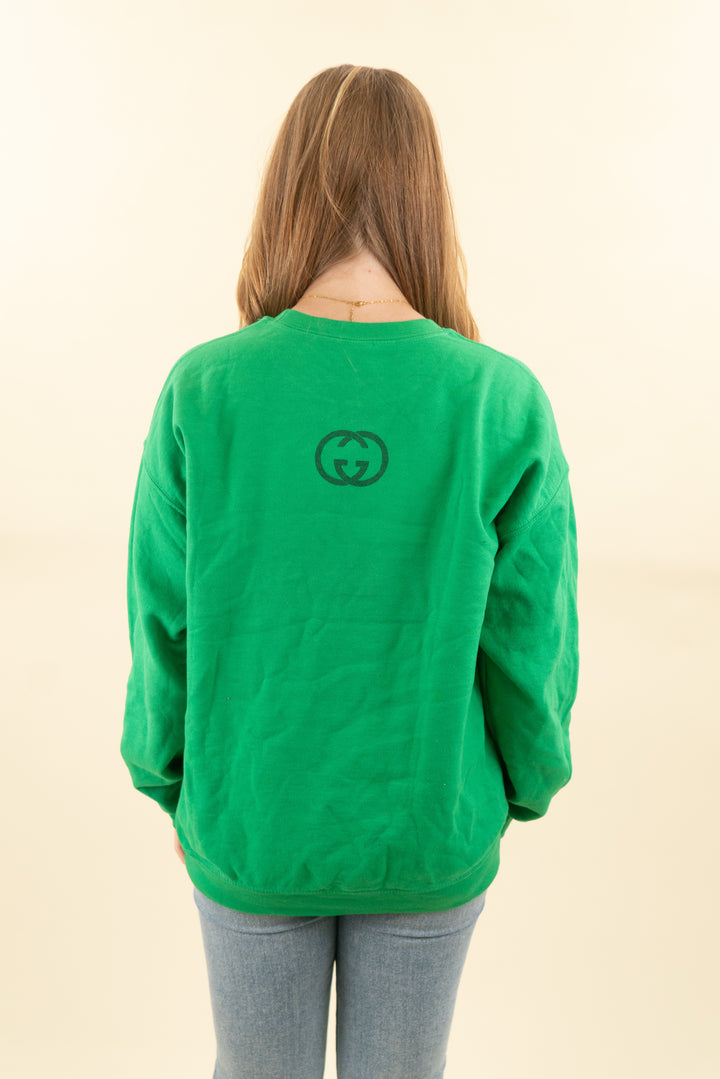 green "dear santa" graphic crewneck sweatshirt (l; retail $50)