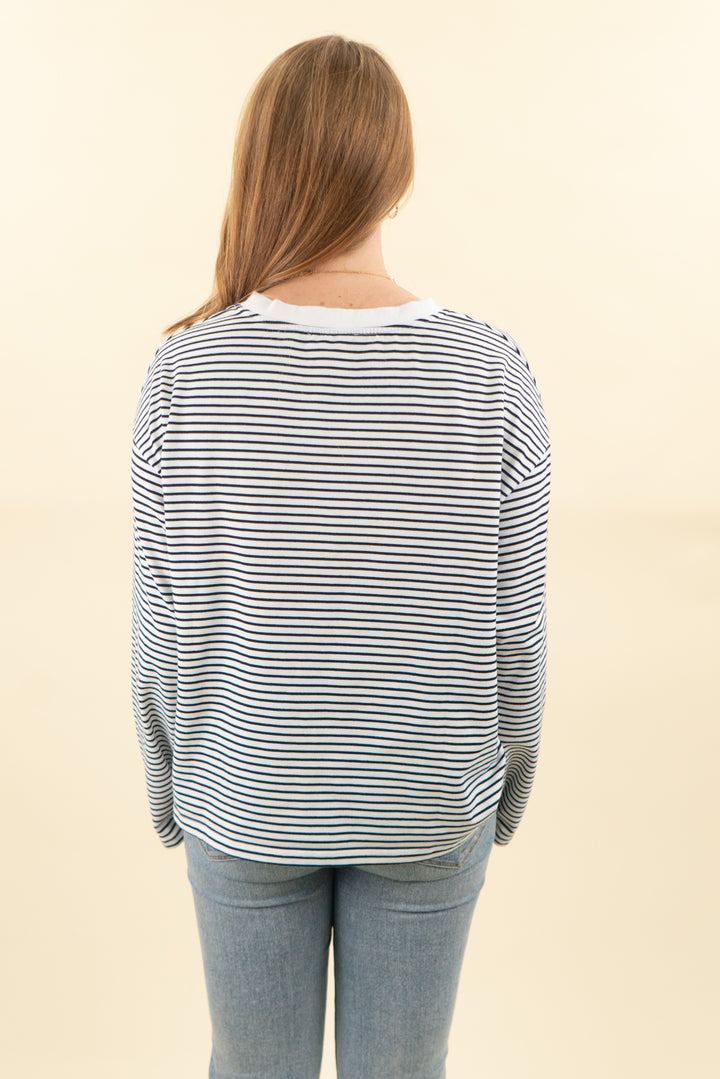 all the ways black and white striped long sleeve (m; retail $60)