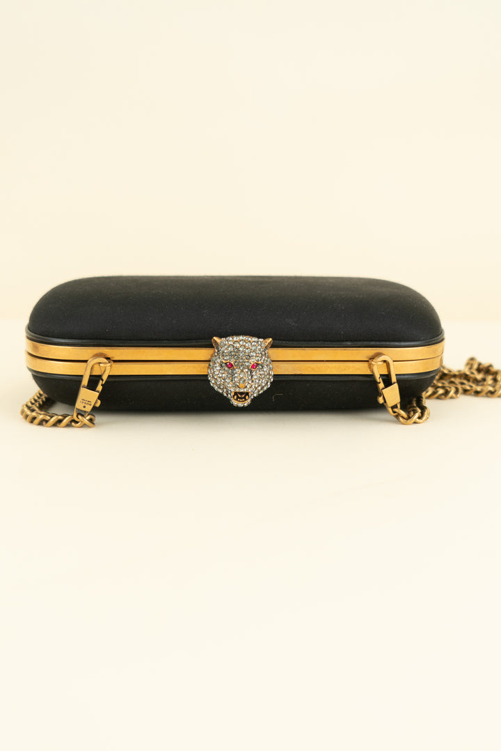 gucci feline head broadway bag (os; retail $975)