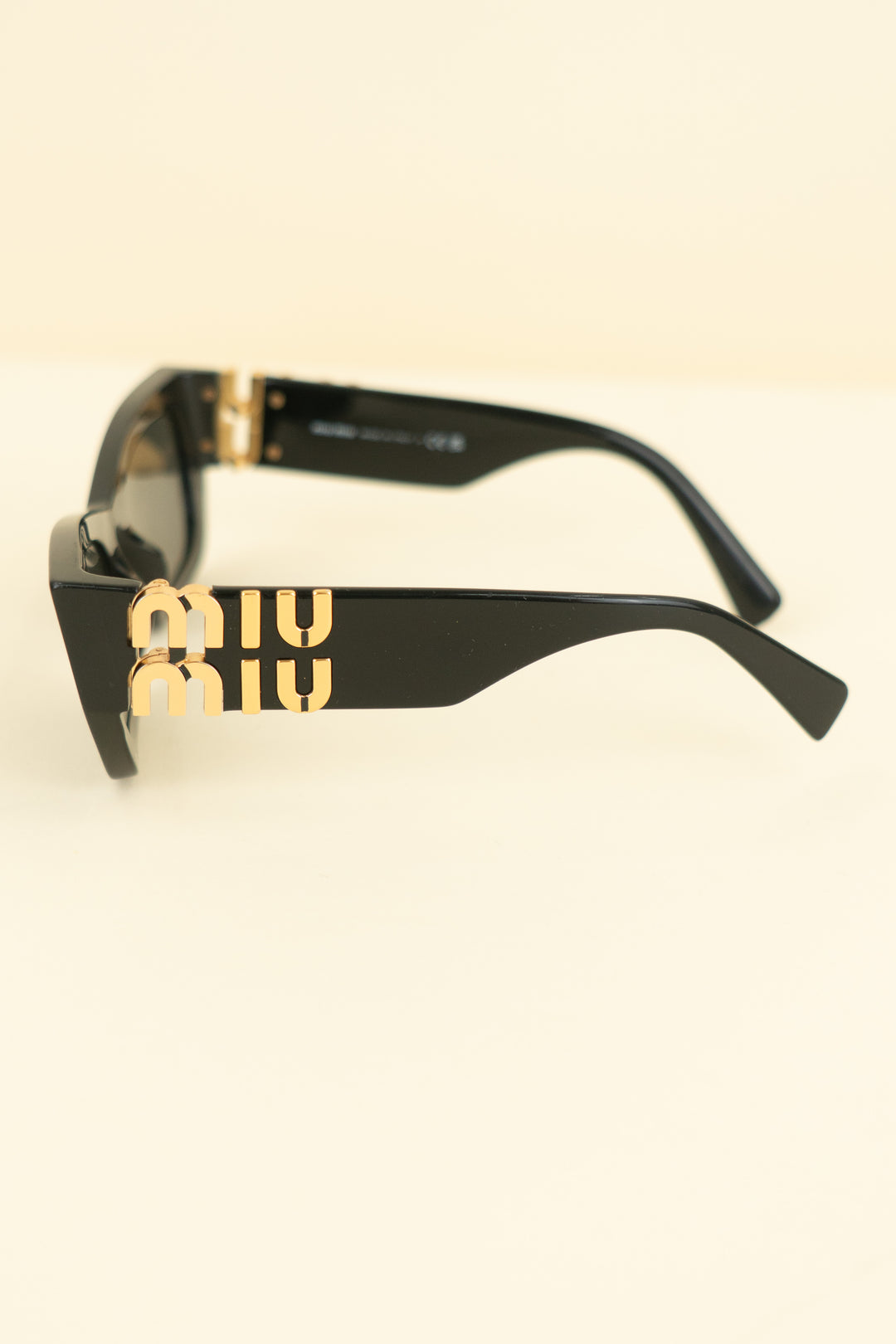 miu miu black and gold sunglasses (os; retail $518)