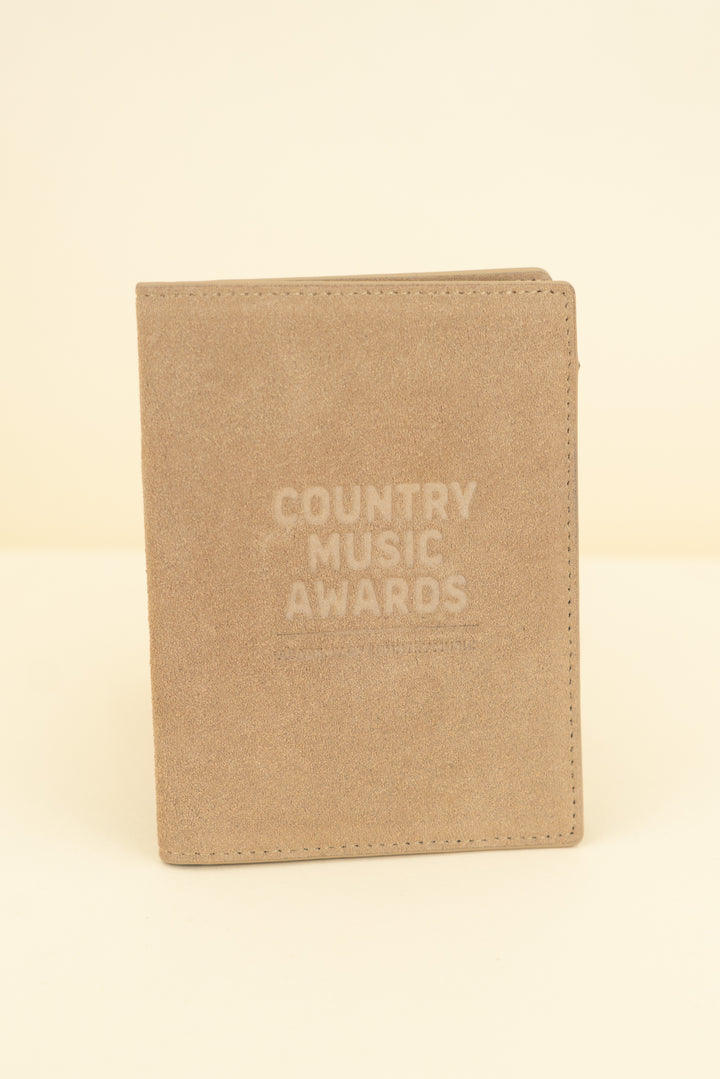 country music awards taupe suede passport holder (os; retail $125)