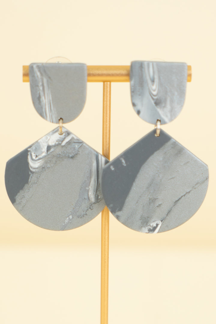 silver metallic clay drop earrings (os; retail $35)