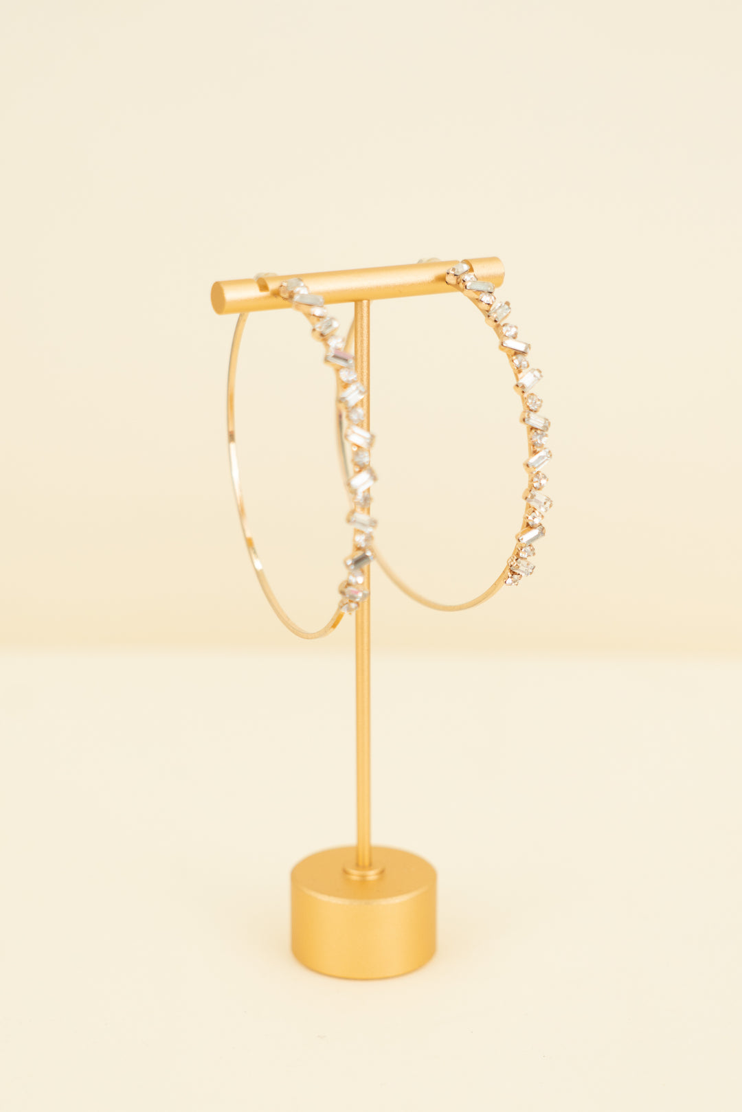 large gold hoops with chunky rhinestones (os; retail $35)