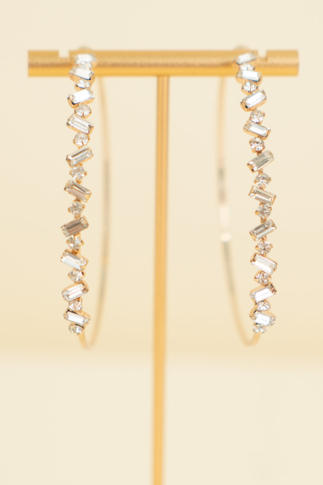 large gold hoops with chunky rhinestones (os; retail $35)