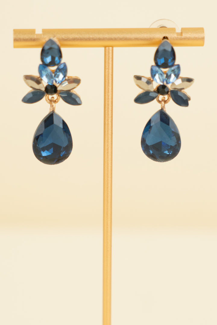 dark blue rhinestone teardrop earrings (os; retail $35)