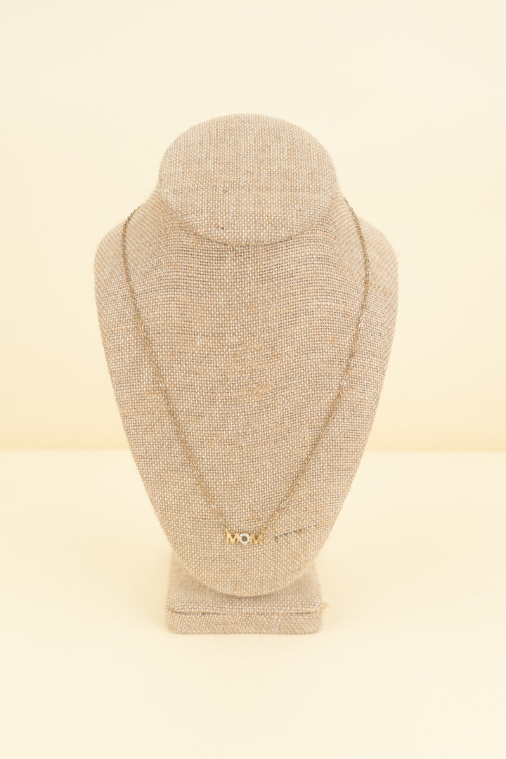 gold "mom" necklace with rhinestones (os; retail $45)