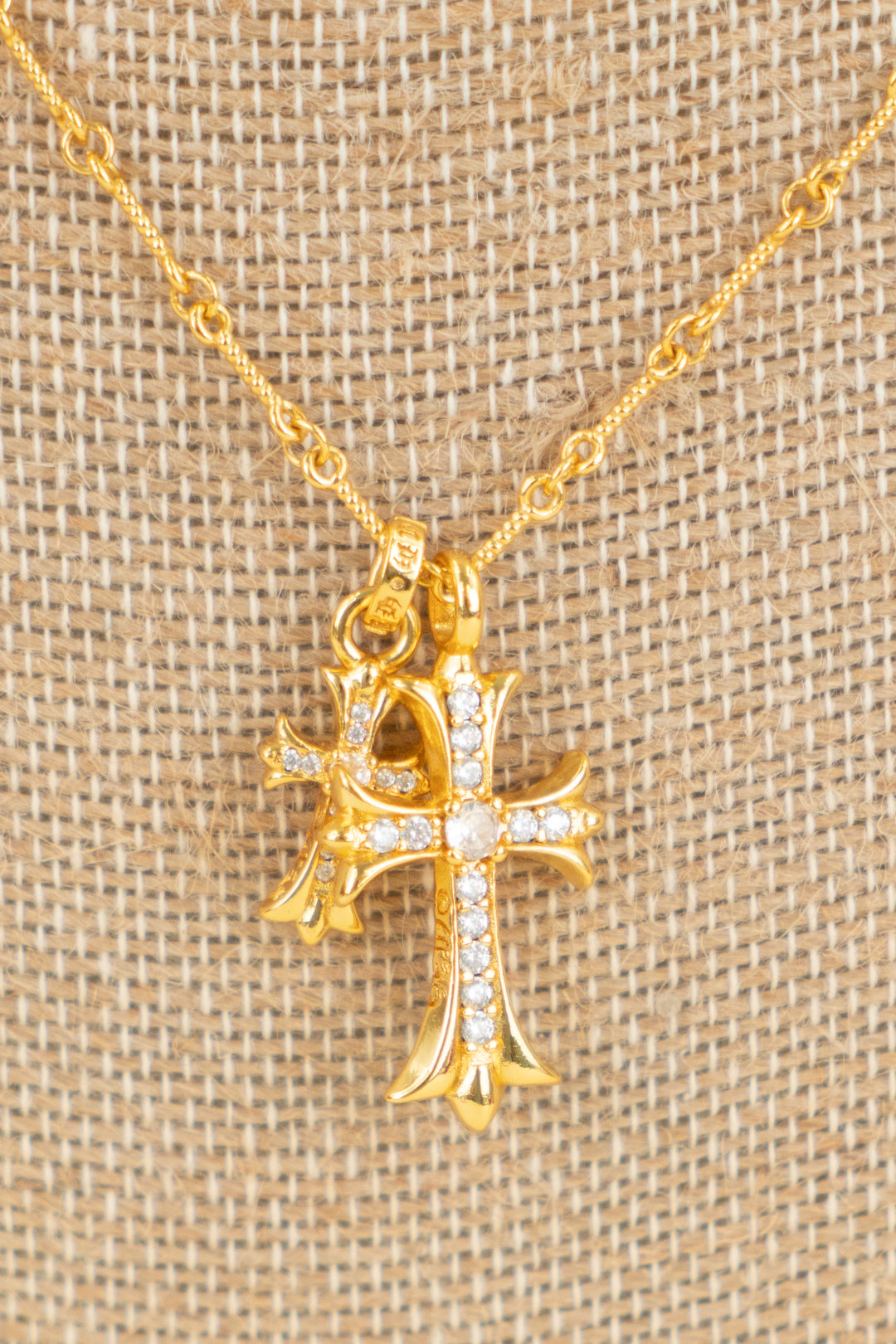 gold chain necklace with rhinestone crosses (os; retail $55)