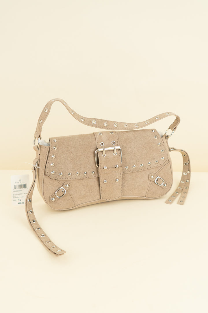 windsor tan studded shoulder bag nwt (os; retail $29)