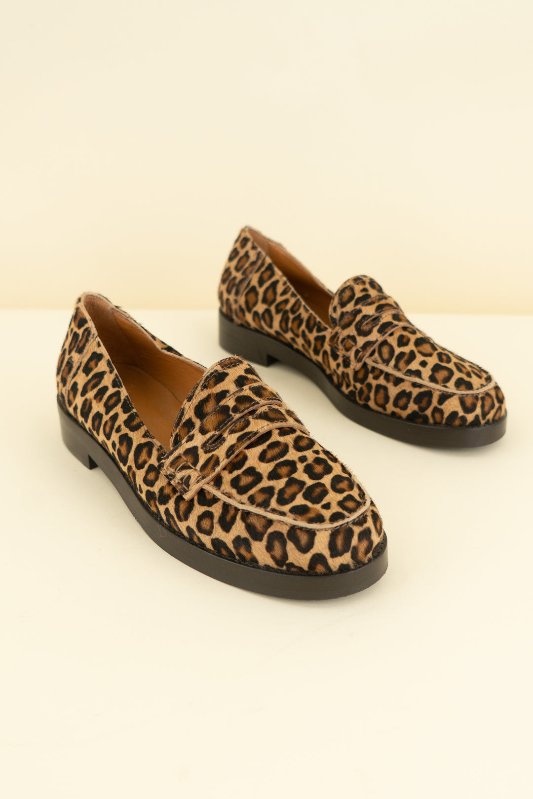 sezane andré loafers in leopard print (40; retail $190)
