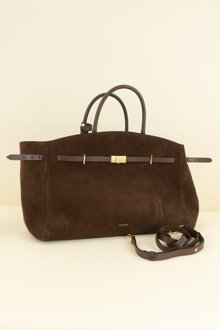 demellier london brown suede tote bag (os; retail $675)