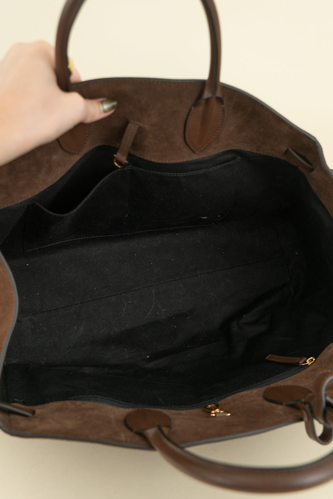 demellier london brown suede tote bag (os; retail $675)