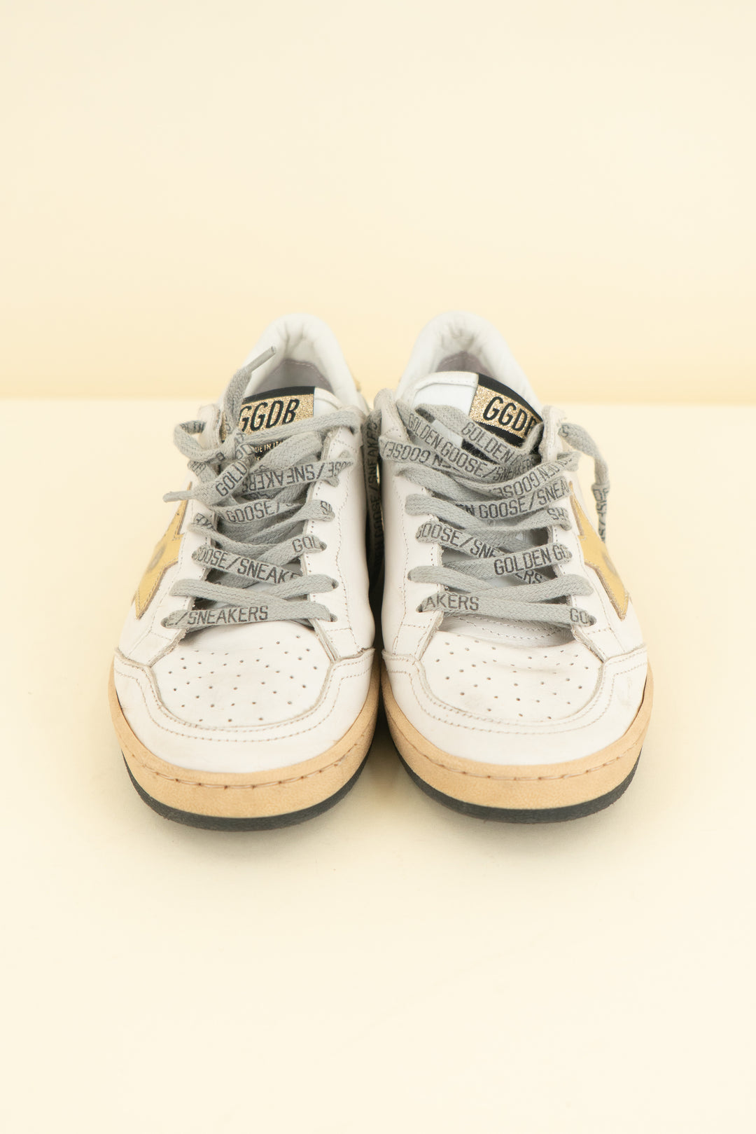 golden goose ballstar white and gold sneaker (36; retail $595)