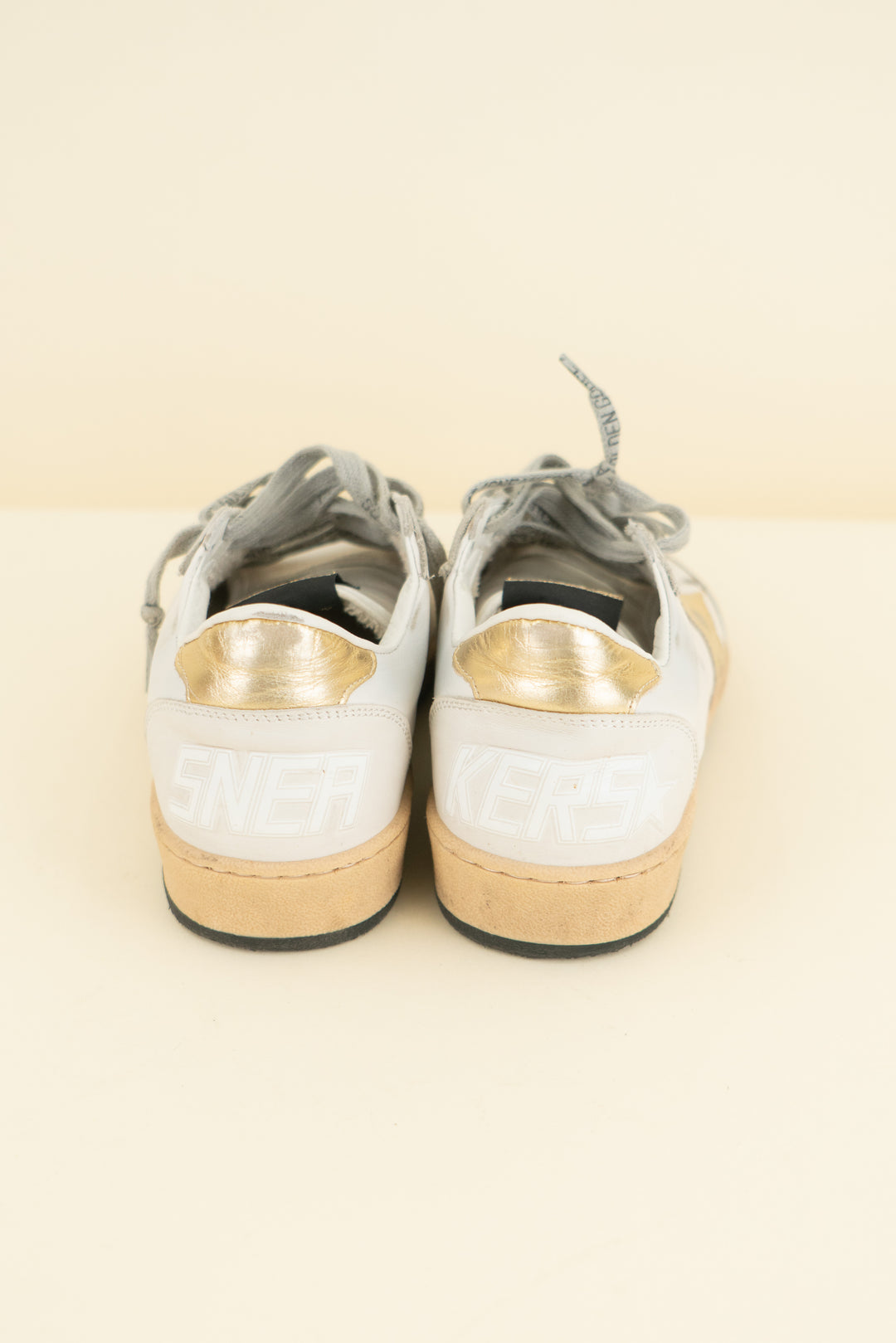 golden goose ballstar white and gold sneaker (36; retail $595)