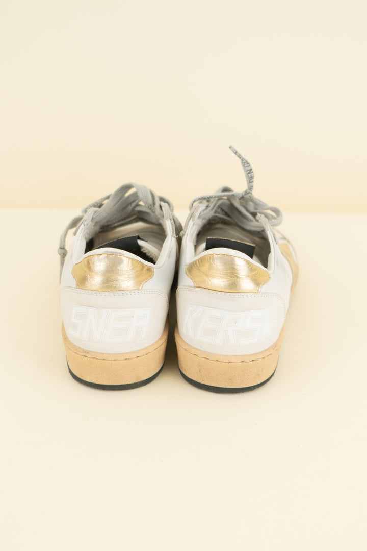 golden goose ballstar white and gold sneaker (36; retail $595)