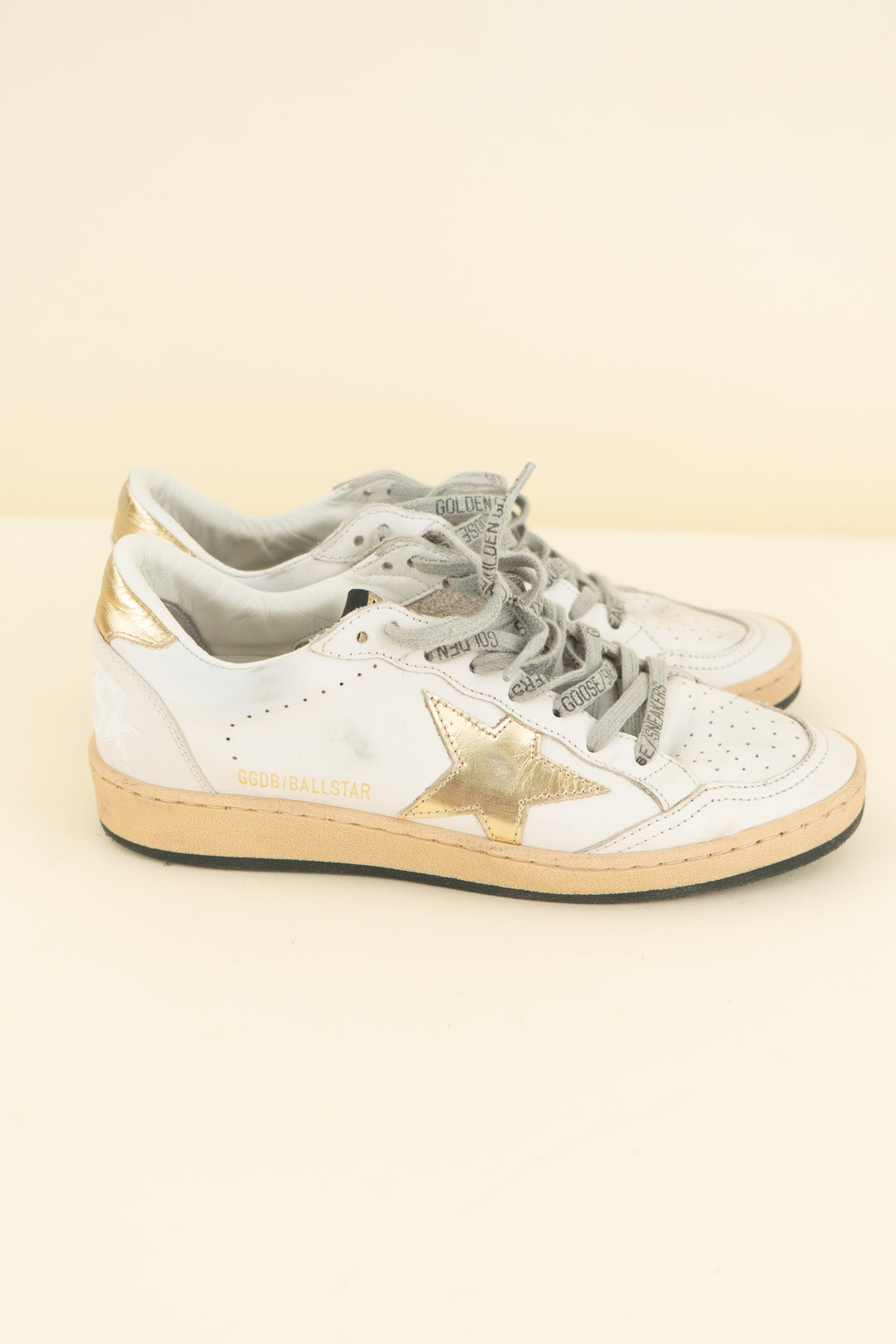 golden goose ballstar white and gold sneaker (36; retail $595)