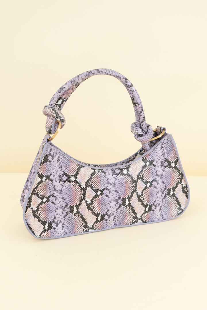 bratz purple snake print shoulder bag (os; retail $298)